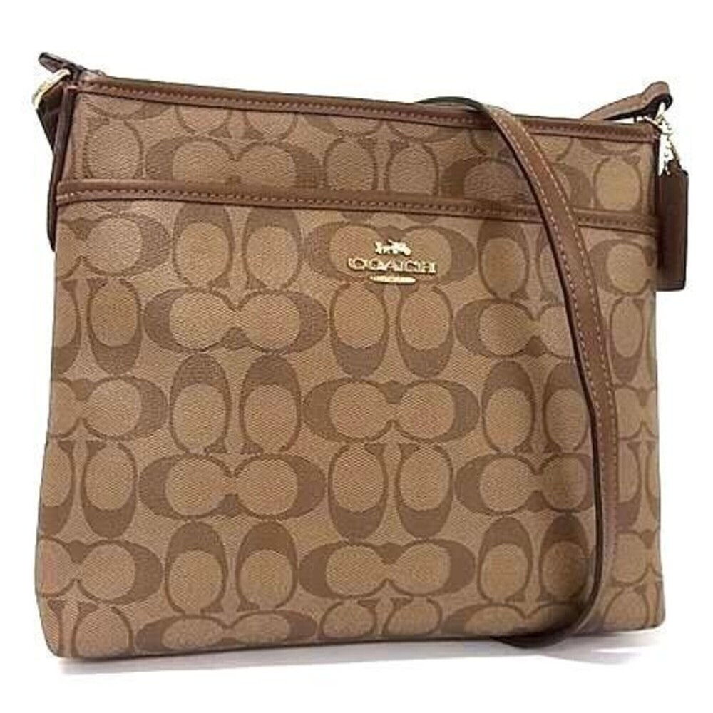COACH Shoulder Bag, Zip Top File Bag F29210, Brown PVC Leather, Women's
